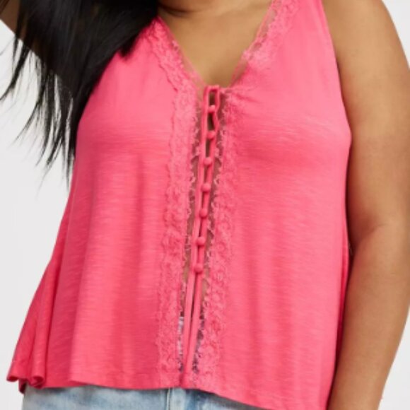 NWT Torrid Pink Fit & Flare Tank Top w Non-Working Buttons (3X) - Picture 2 of 9